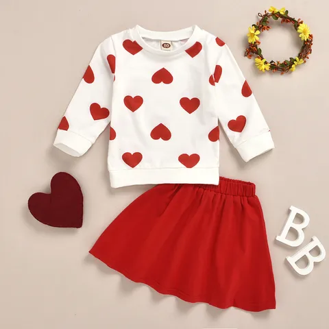 Princess Cute Heart Shape Cotton Girls Clothing Sets