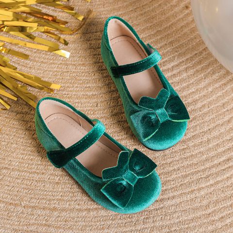 Girl's Vintage Style Solid Color Bowknot Round Toe Flats