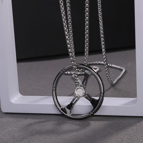 Casual Simple Style Steering Wheel Alloy Titanium Steel Plating Unisex Pendant Necklace