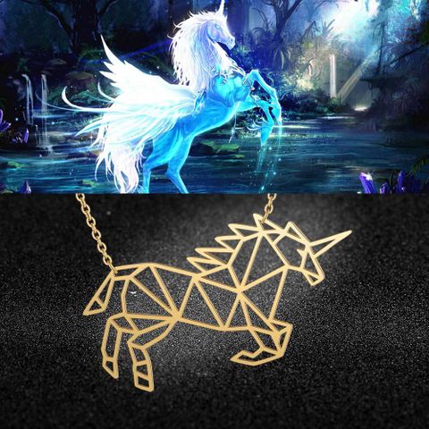 Vintage Style Horse Stainless Steel Polishing Plating 18k Gold Plated Pendant Necklace
