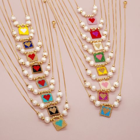Lady Heart Shape Glass Glass Women's Pendant Necklace