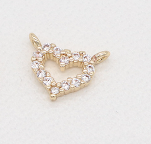 Simple Style Heart Shape Copper Plating Inlay Zircon 14k Gold Plated Charms Jewelry Accessories