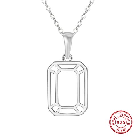 Casual Simple Style Rectangle Sterling Silver Plating Hollow Out 14k Gold Plated Silver Plated Pendant Necklace