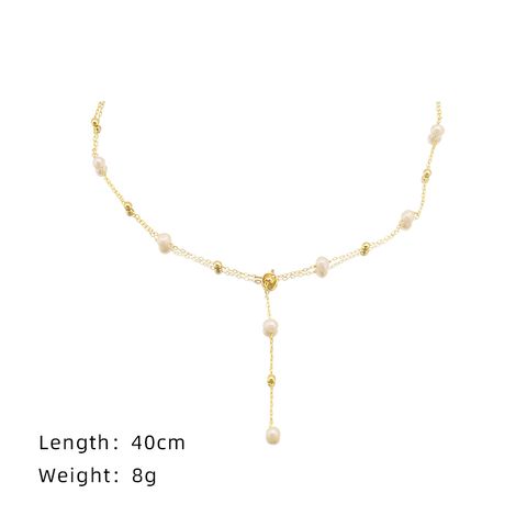 Simple Style Round Freshwater Pearl Copper Plating 18k Gold Plated Necklace