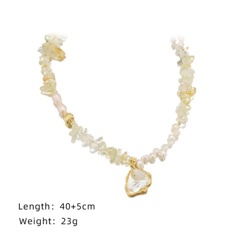 Elegant Solid Color Freshwater Pearl Beaded Pendant Necklace