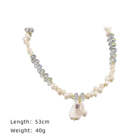Elegant Irregular Baroque Pearls Beaded 18k Gold Plated Pendant Necklace