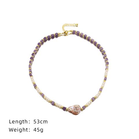 Elegant Irregular Freshwater Pearl Copper Plating 18k Gold Plated Necklace