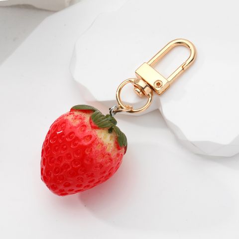 Casual Cute Simple Style Strawberry Bell Alloy Resin Bag Pendant Keychain