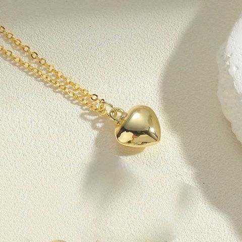 Vintage Style Simple Style Heart Shape Copper 14k Gold Plated Pendant Necklace
