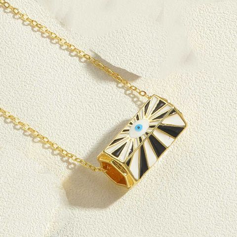 Vintage Style Simple Style Devil's Eye Copper Enamel Zircon 14k Gold Plated Pendant Necklace