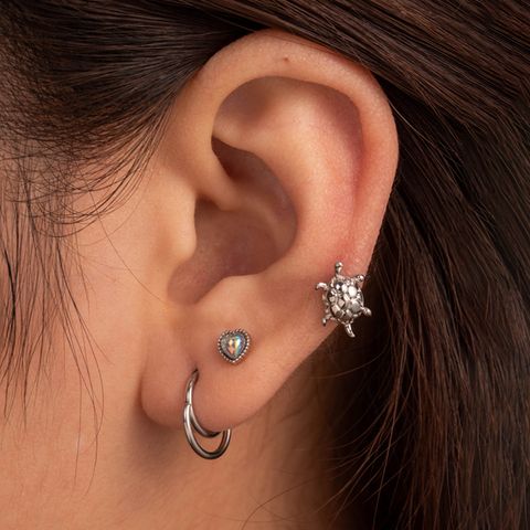 1 Piece IG Style Tortoise Heart Shape 316 Stainless Steel  Zircon Ear Studs Cartilage Earrings