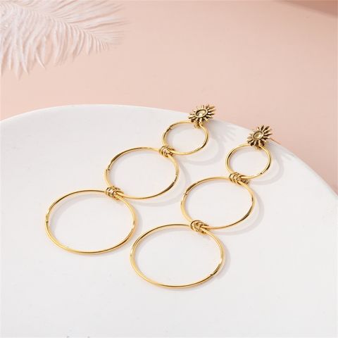 1 Pair Casual Ethnic Style Oversized Circle Alloy Drop Earrings