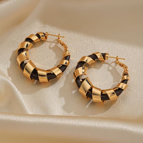 1 Pair Original Design Color Block Plating Copper 18k Gold Plated Earrings