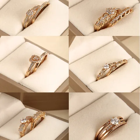 Xuping Romántico Forma De Corazón Aleación Enchapado Ahuecar Embutido Diamante Artificial Chapado En Oro De 18 Quilates. Día De San Valentín Mujeres Anillos