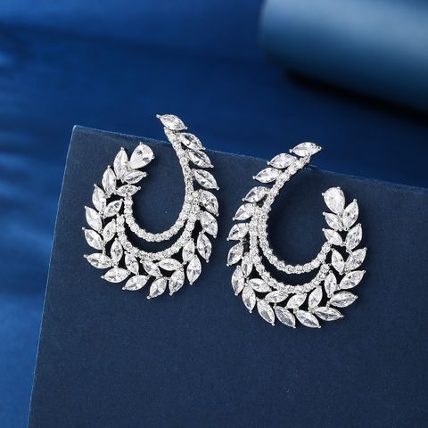 1 Pair Elegant Luxurious Bridal Geometric Plating Inlay Copper Zircon Earrings