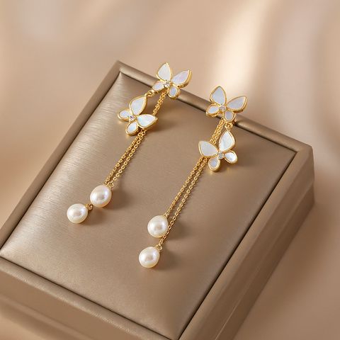 1 Pair Elegant French Style Korean Style Butterfly Alloy Drop Earrings