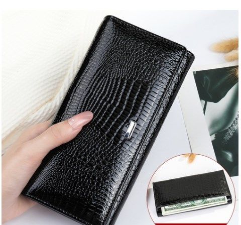 Women's Color Block Leather Zipper Wallets
