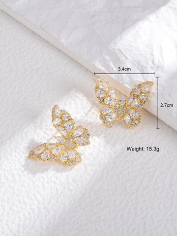 1 Pair Luxurious Streetwear Shiny Butterfly Inlay Alloy Rhinestones Ear Studs