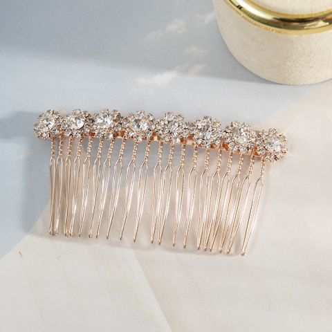 Women's Lady Solid Color Metal Plating Insert Comb