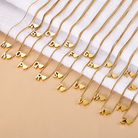 Titan Stahl 18 Karat Vergoldet Koreanische Art Überzug Brief Halskette