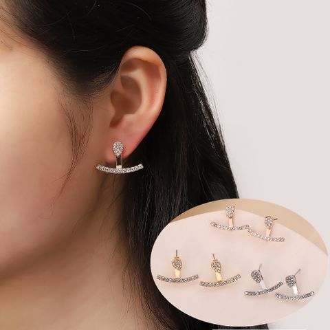 1 Pair Elegant Solid Color Metal Inlay Alloy Artificial Gemstones Ear Studs