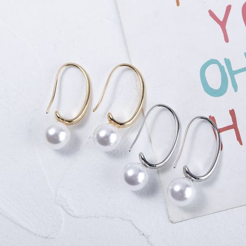 1 Pair Lady Simple Style Pearl Plating Alloy Ear Hook