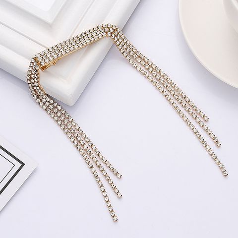 Women's Lady Solid Color Rhinestone Plating Hair Clip
