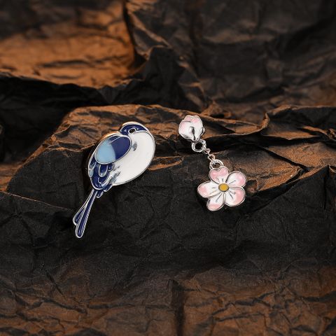 1 Pair Original Design Flower Epoxy Plating Sterling Silver White Gold Plated Drop Earrings