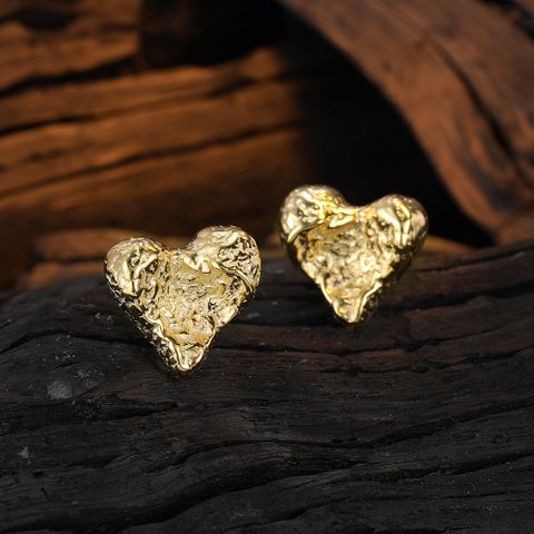 1 Pair Casual Heart Shape Plating Sterling Silver 24k Gold Plated White Gold Plated Ear Studs