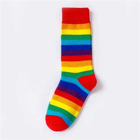 Unisex Cute Rainbow Cotton Crew Socks A Pair