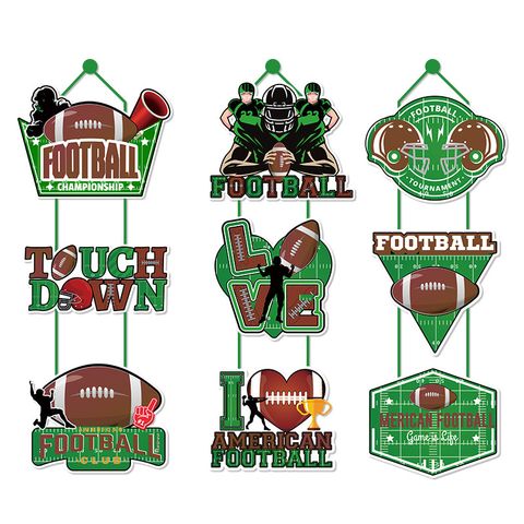 Super Bowl Cartoon Style Letter Football Paper Party Festival Hanging Ornaments