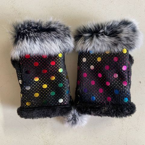 Women's Fashion Solid Color Leopard Faux Suede Gloves 1 Pair