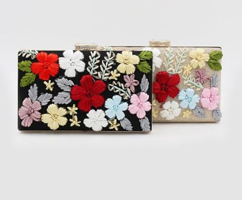 Frau Klein Polyester Blume Vintage-stil Klassischer Stil Quadrat Schnalle Schultertasche Unterarmtasche Abendtasche