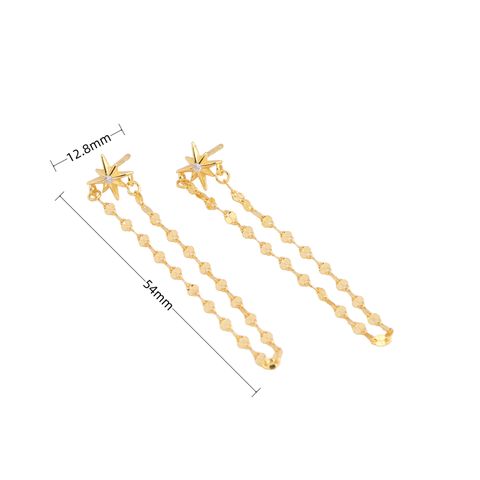 1 Pair Simple Style Star Plating Sterling Silver Gold Plated Drop Earrings