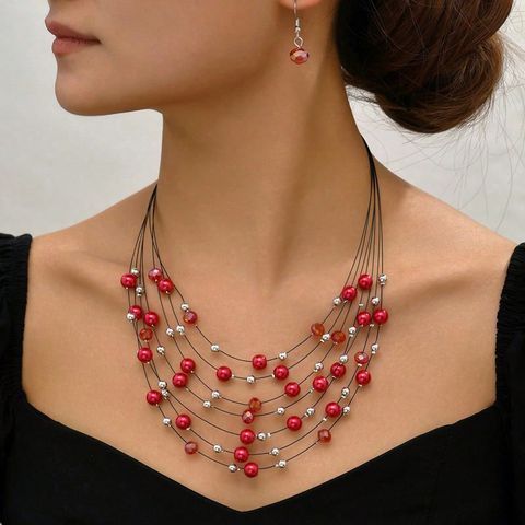 Ethnic Style Colorful Artificial Pearl Women's Jewelry Set