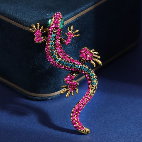 Elegant Glam Gecko Alloy Plating Inlay Rhinestones Women's Brooches 1 Piece