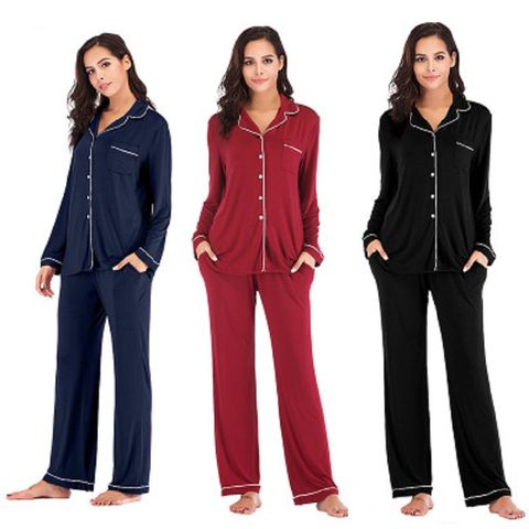 Home Women's Casual Classic Style Solid Color Cotton Pants Sets Pajama Sets