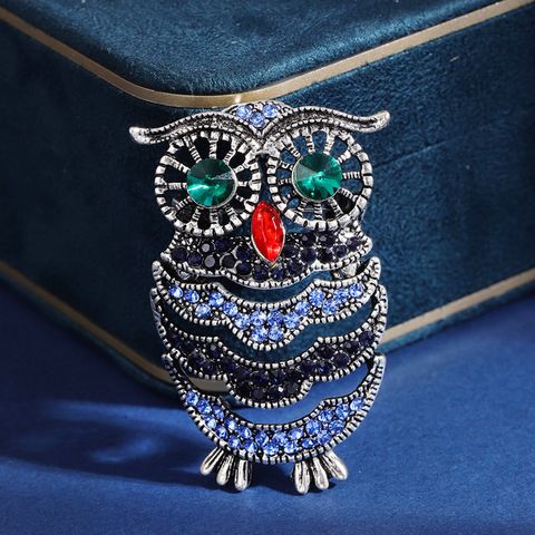 Vintage Style Owl Alloy Inlay Rhinestones Women's Brooches 1 Piece