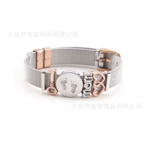 1 Piece Fashion Heart Shape Titanium Steel Inlay Artificial Gemstones Bracelets