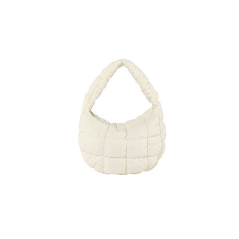 Women's Cotton Solid Color Basic Pillow Shape Zipper Shoulder Bag Handbag Underarm Bag