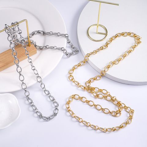 Vintage Style Vacation Roman Style Solid Color Silver Plated Alloy Wholesale Layered Necklaces Sweater Chain Long Necklace