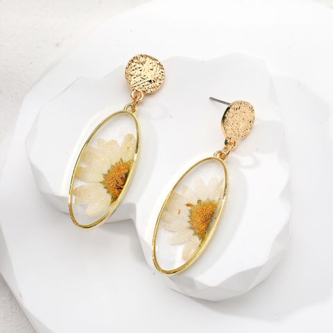 1 Pair Casual Vacation Simple Style Leaves Flower Daisy Resin Drop Earrings