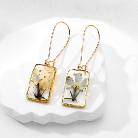 1 Pair Casual Vacation Simple Style Plant Rectangle Resin Drop Earrings