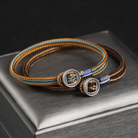Simple Style Geometric Sterling Silver Rope Knitting Men's Bracelets