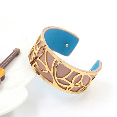 Simple Style C Shape Butterfly Pu Leather Iron Plating Women's Bangle