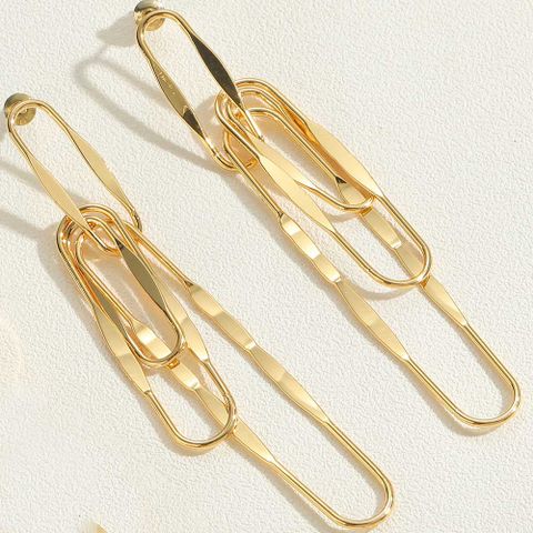 1 Pair Vintage Style Simple Style Geometric Copper Pearl 14k Gold Plated Drop Earrings Ear Cuffs