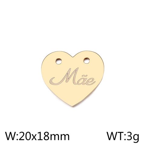 1 Piece Stainless Steel 18K Gold Plated Heart Shape Solid Color