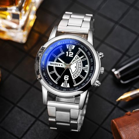 Classic Style Solid Color Single Folding Buckle Quartz Men's Watches