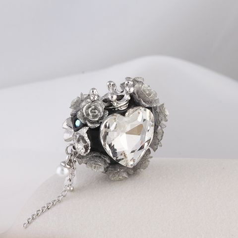 1 Piece Artificial Crystal Heart Shape Jewelry Buckle Cute
