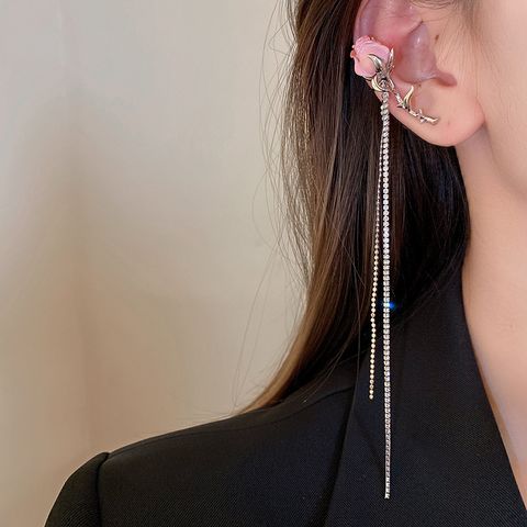 Basic Heart Shape Metal Inlay Rhinestones Women's Drop Earrings